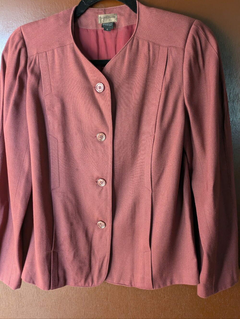 Vintage Pinky & Dianne Womens Button-Front Blazer Jacket in Dusty Rose Size 4